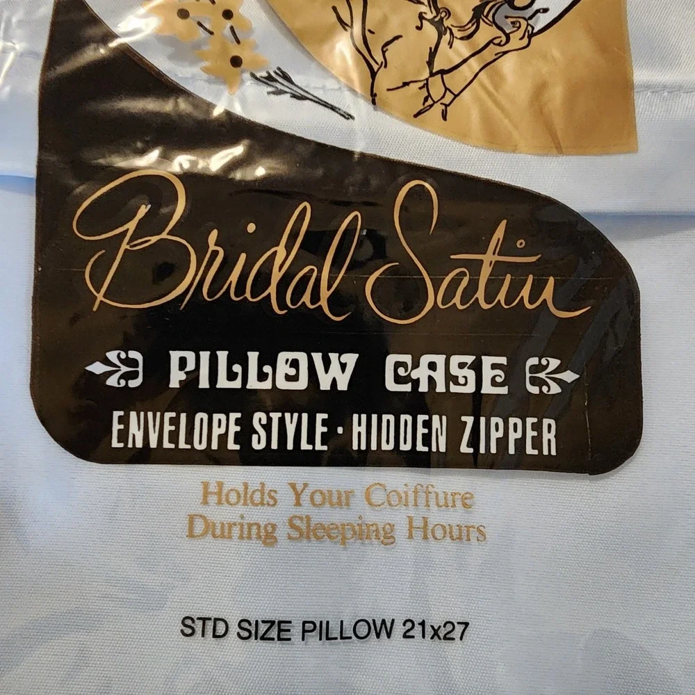 Vintage Silky Sleep Bridal Satin Pillow Case Envelope Hidden Zipper 21